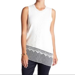 NWT Elie Tahari Lyndi Lace Trim Sweater Tank Top